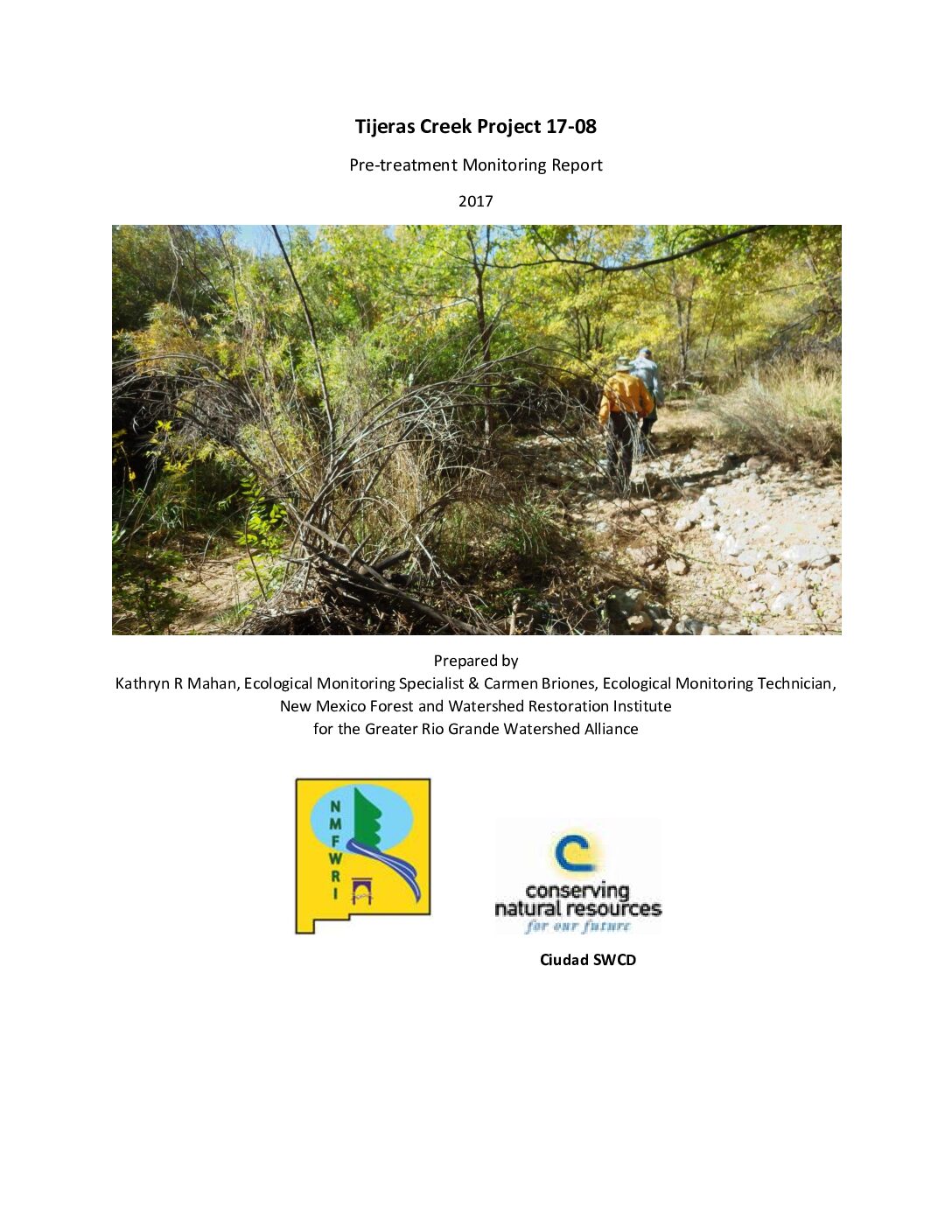 17-08 Tijeras Creek Project, Pre-Treatment Monitoring Report, 2017, Ciudad SWCD