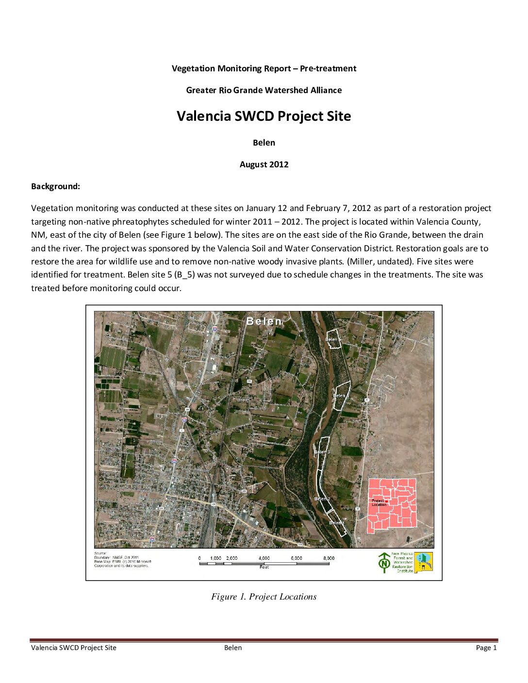 Belen 1-5 Projects, Pre-treatment Monitoring Report, 2012, GRGWA, Valencia SWCD