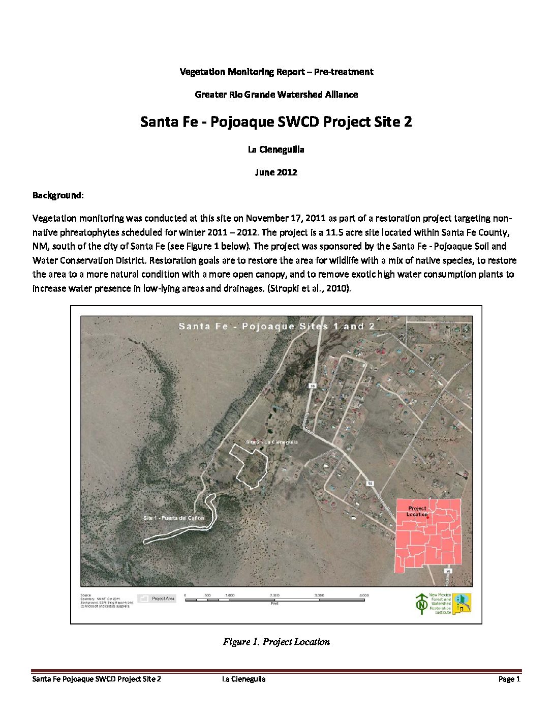 La Cieneguilla, Santa Fe-Pojoaque SWCD, Project Site 2, 2012 Pre-treatment Monitoring