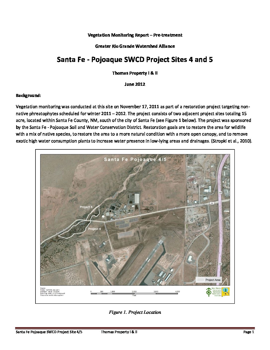 Thomas Property, Santa Fe - Pojoaque SWCD, Property Sites 4 and 5, Pre-Treatment Monitoring 2012