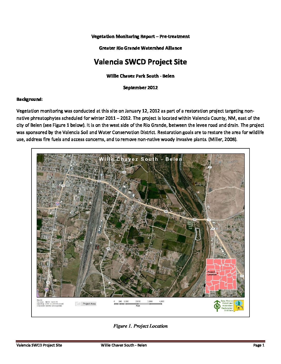Willie Chavez Park South - Belen, Valencia SWCD, Pre-Treatment Monitoring, 2012