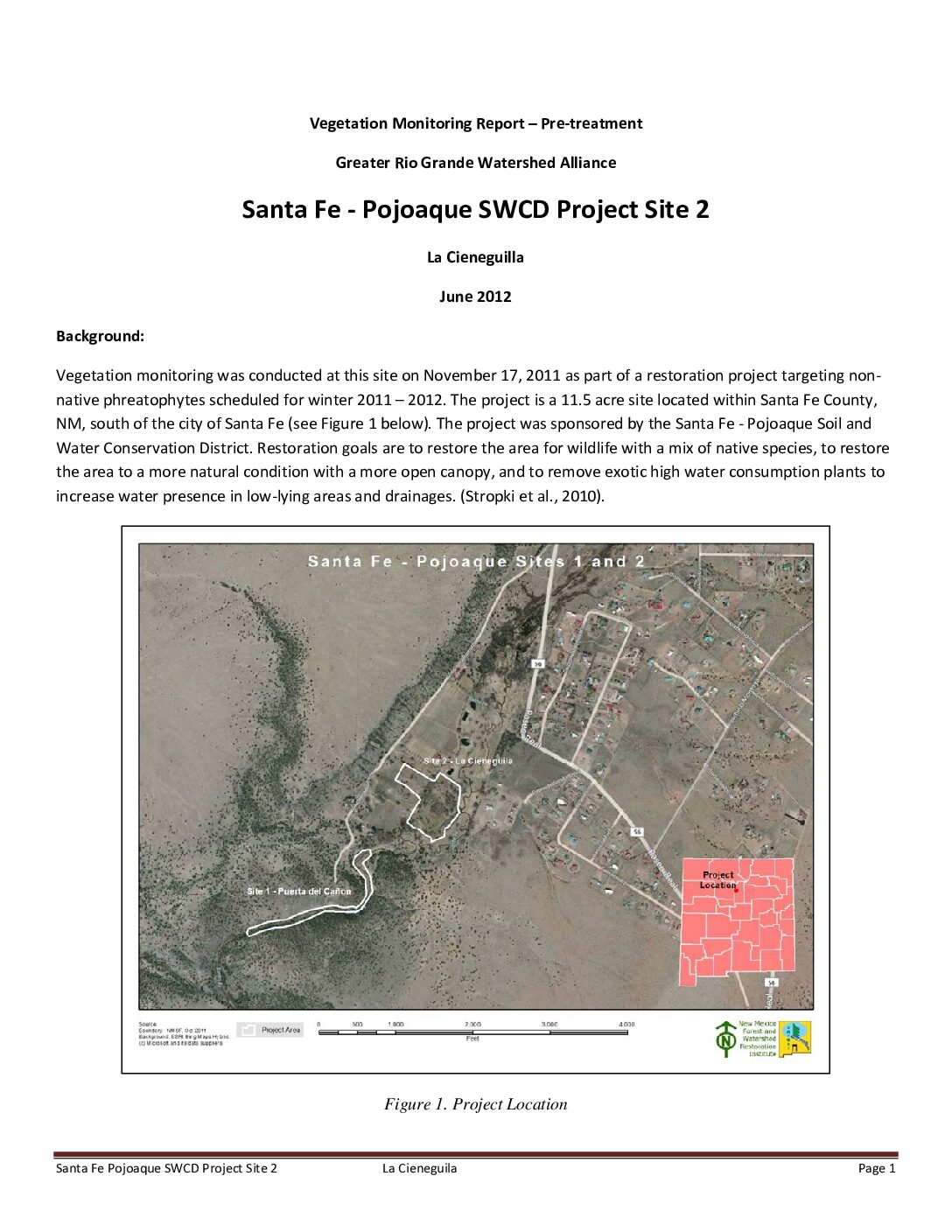 La Cieneguilla, Santa Fe-Pojoaque SWCD, 11.04 Project Site 2, 2012 Pre-treatment Monitoring