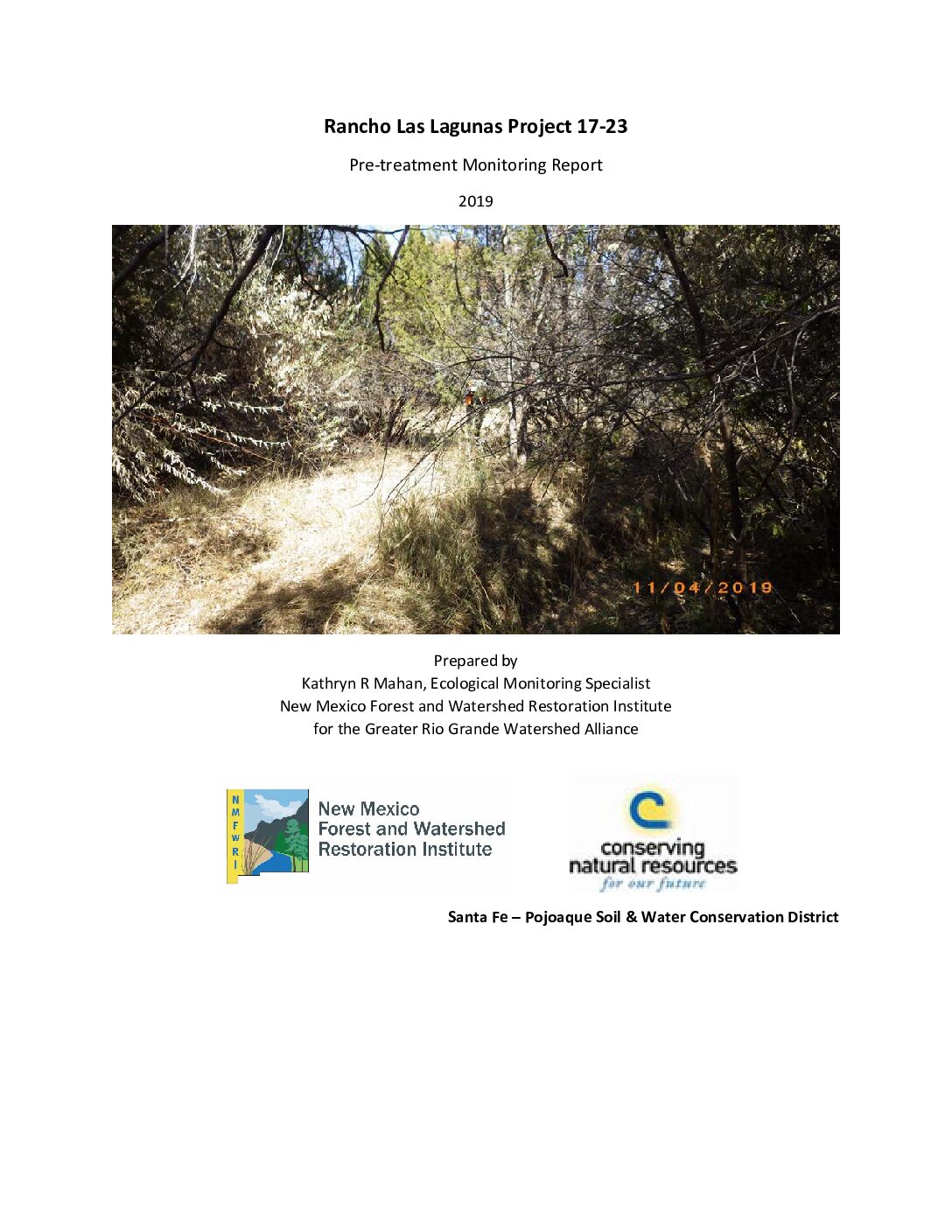 Rancho Las Lagunas Project 17-23, Pre-Treatment Monitoring Report