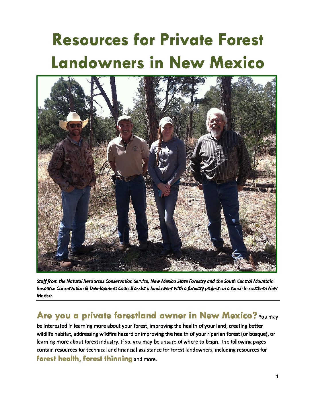 Resources for Private Forest Landowners in New Mexico