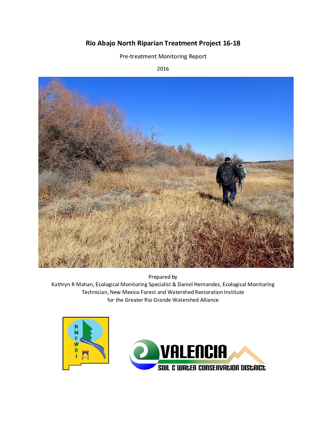 Rio Abajo North Riparian Treatment Project 16-18, Pre-treatment Report, 2016