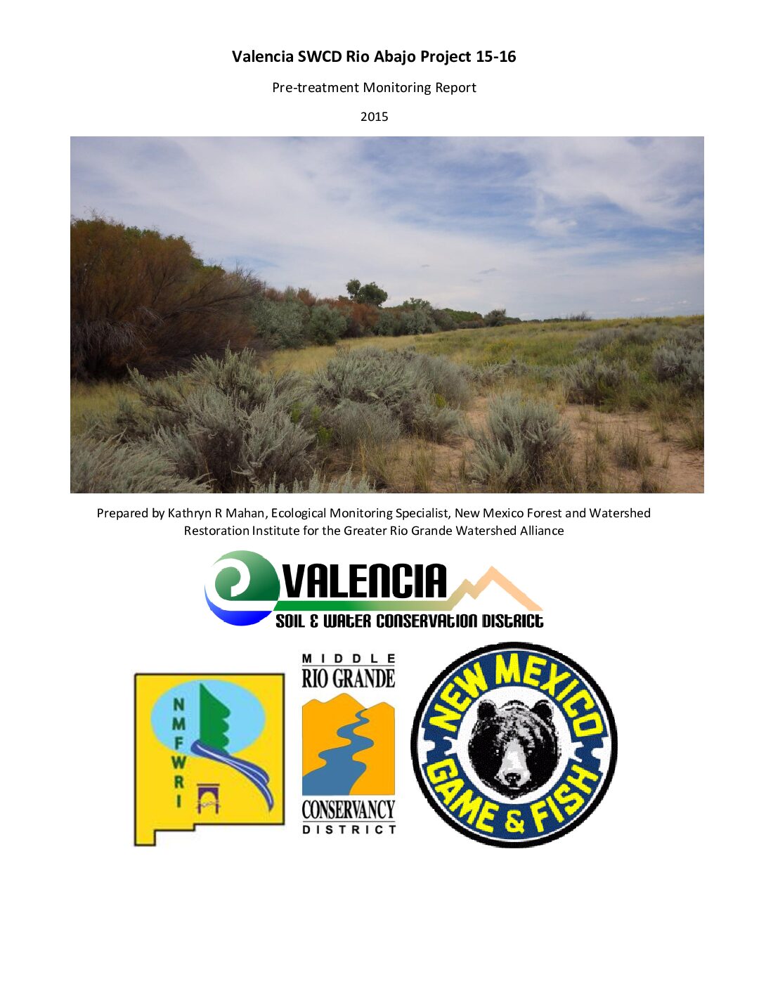 Rio Abajo Project 15-16, Valencia SWCD 2015, Pre-Treatment Report, 2015