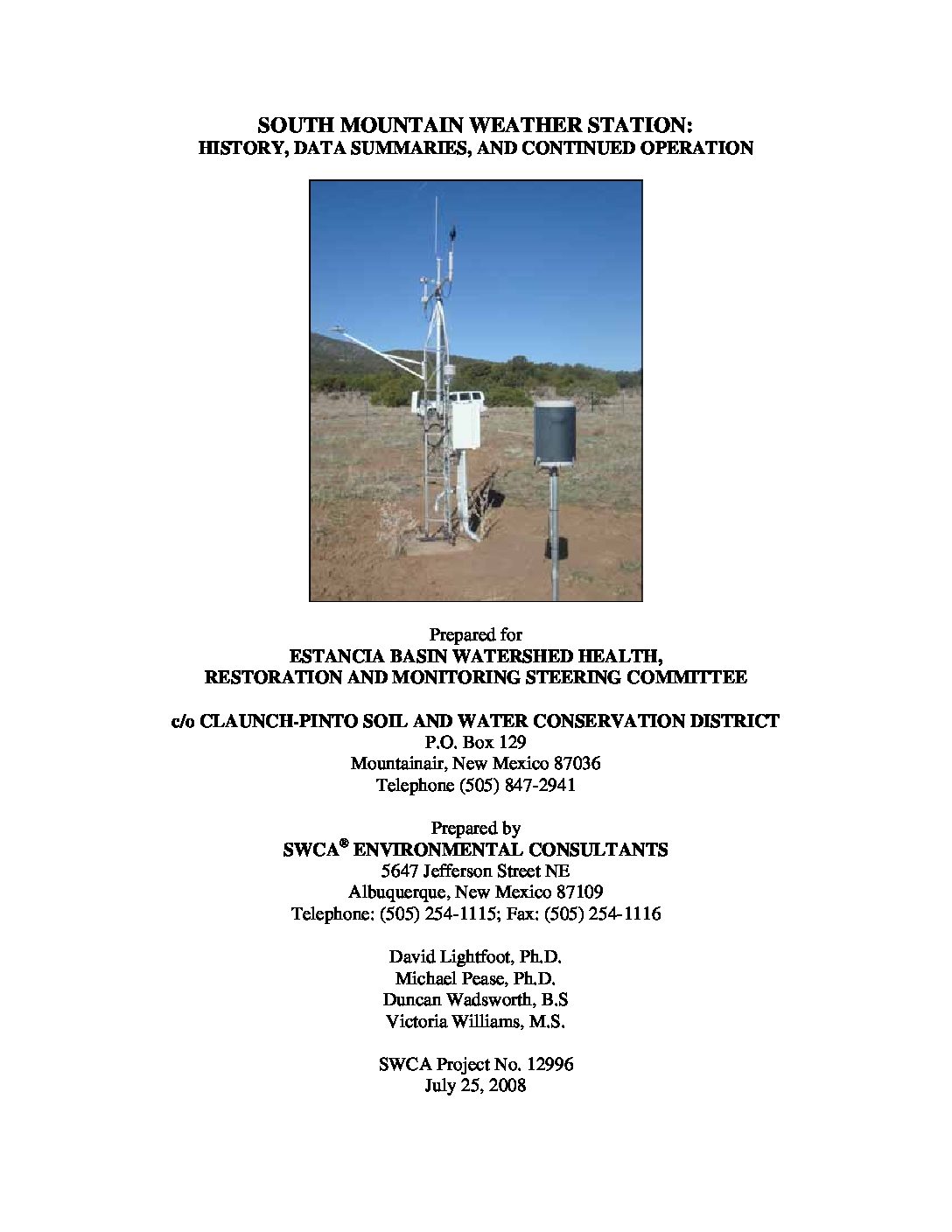 South Mountain Weather Station: History, Data Summaries, and Continued Operation