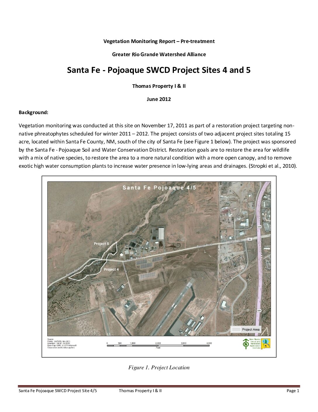 Thomas Property, Santa Fe - Pojoaque SWCD, 11.05 Property Sites 4 and 5, Pre-Treatment Monitoring 2012