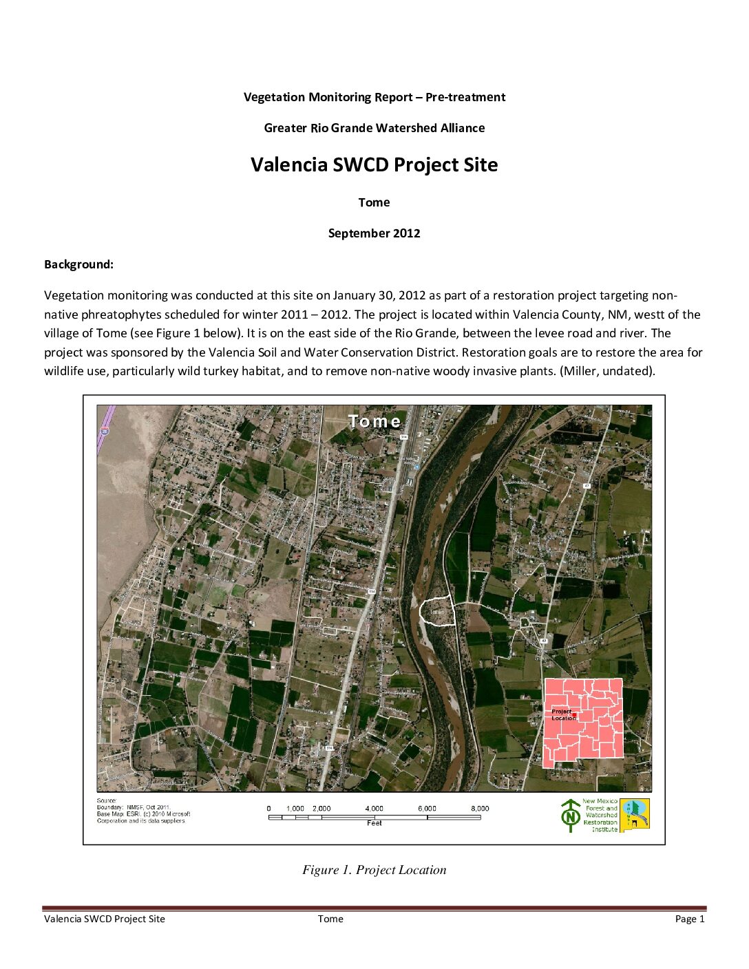 Tome, Pre-Treatment Monitoring Report, 2012, GRGWA, Valencia SWCD