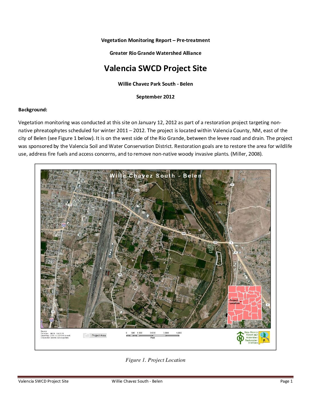 Willie Chavez Park South - Belen, Pre-Treatment Monitoring Report, 2012, GRGWA, Valencia SWCD