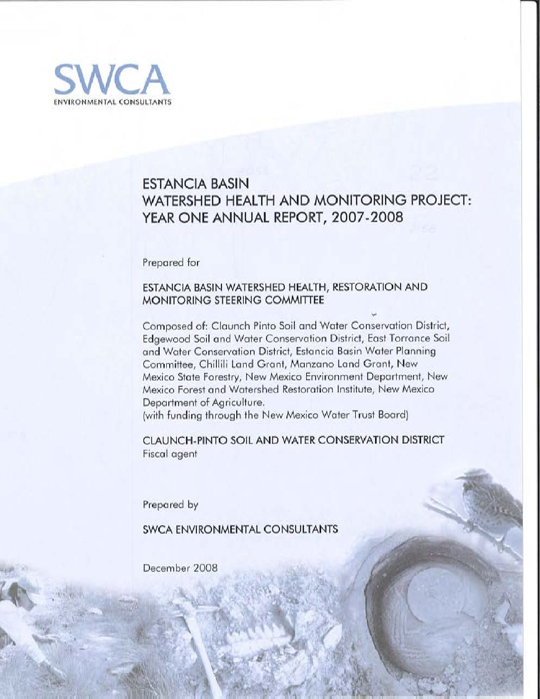 Estancia Basin Watershed Health and Monitoring Project: Year One Annual Report, 2007-2008
