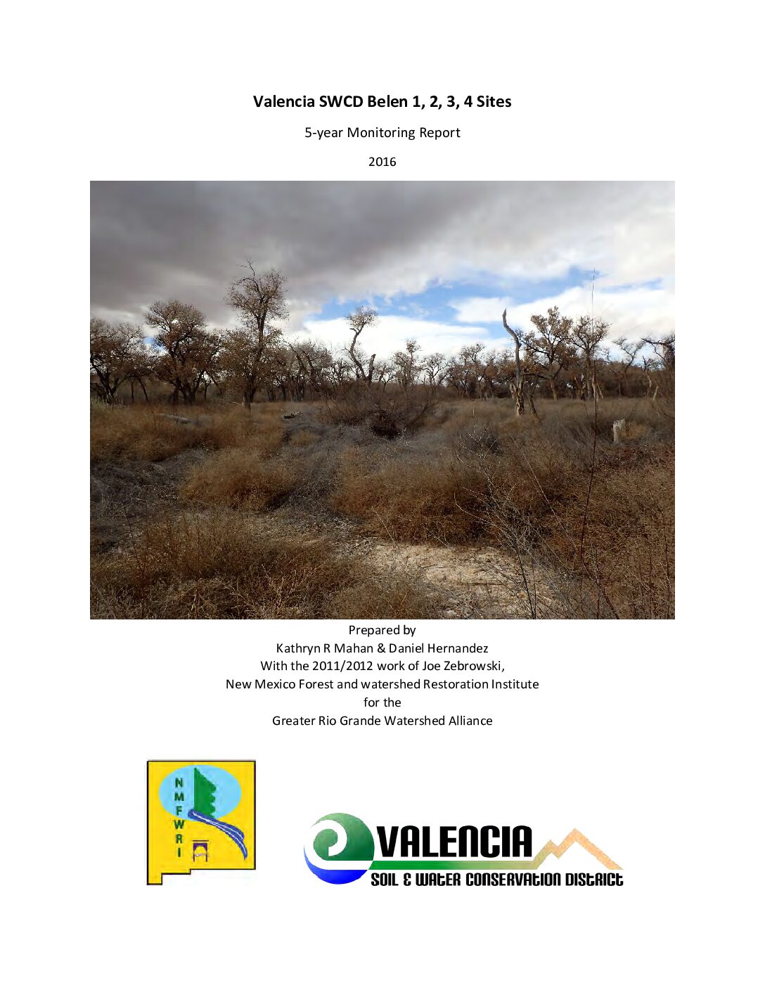 Valencia SWCD Belen 1, 2, 3, 4 Sites, 5-year Post-Treatment Monitoring Report