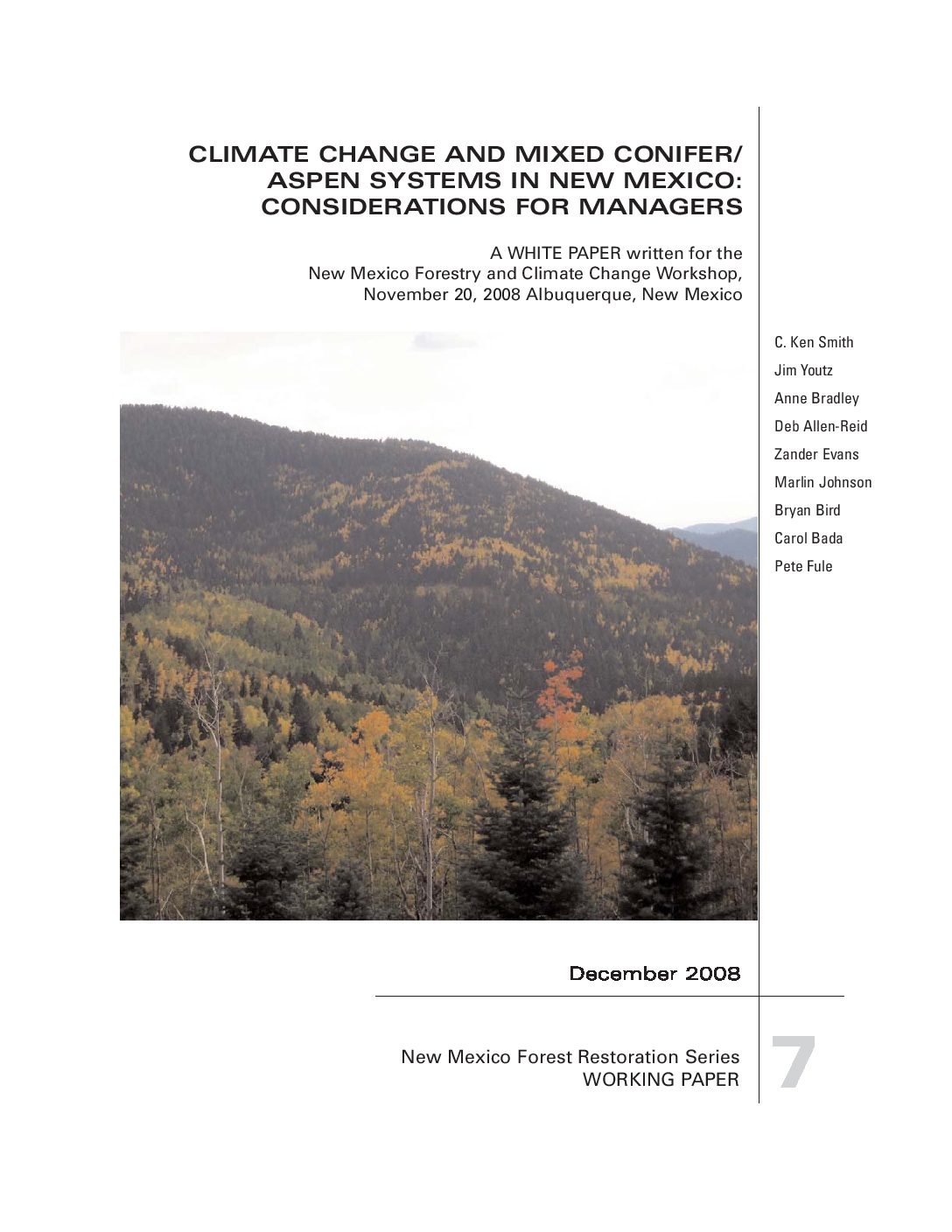 Climate Change and Mixed Conifer/Aspen Systems in New Mexico: Considerations for Managers