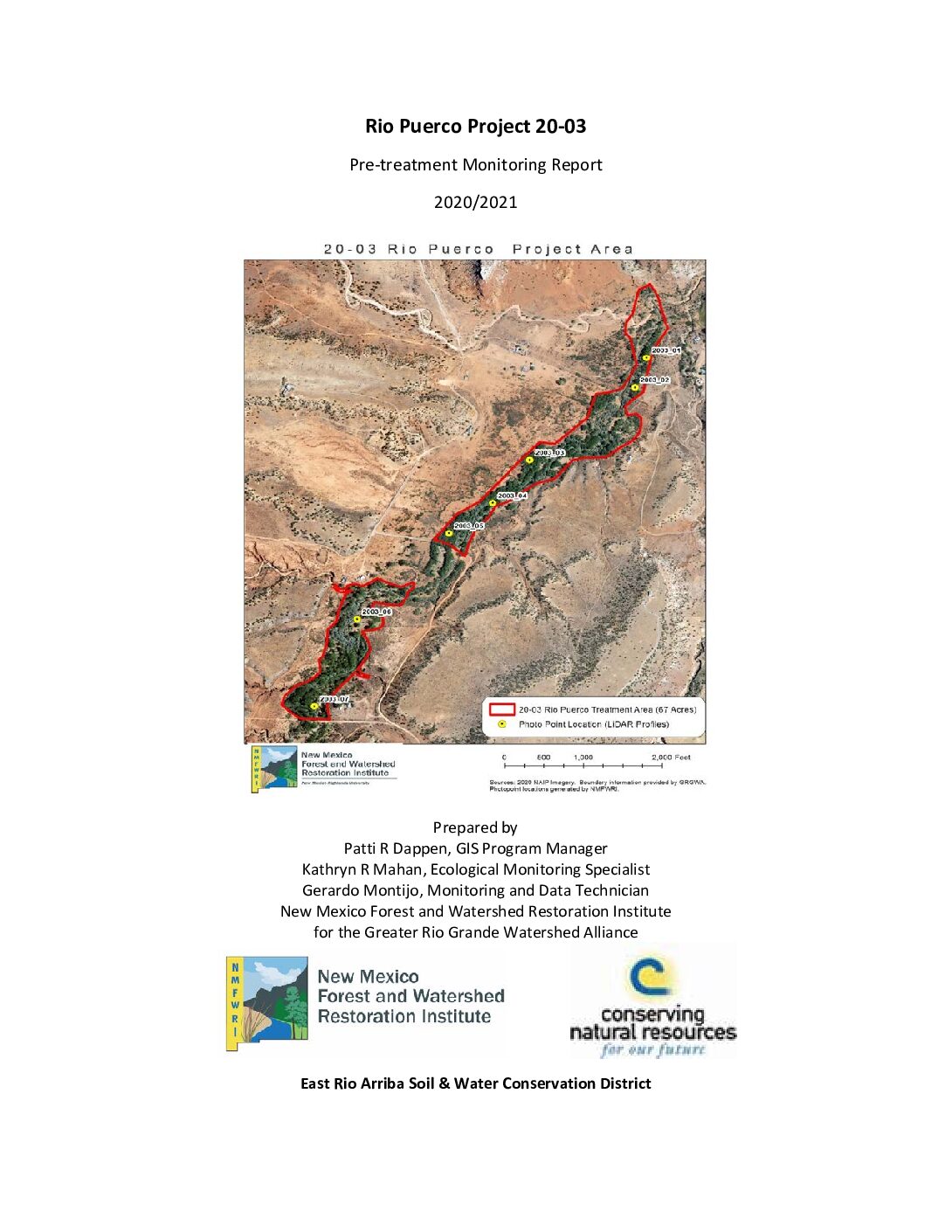 20-03 Rio Puerco, Pre-treatment Monitoring Report, 2020-2021, GRGWA, East Rio Arriba SWCD