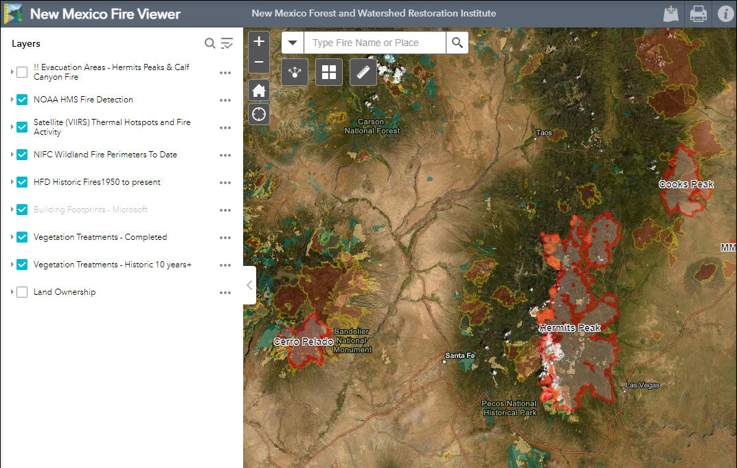 New Mexico Fire Viewer layers vital information New Mexico Forest and