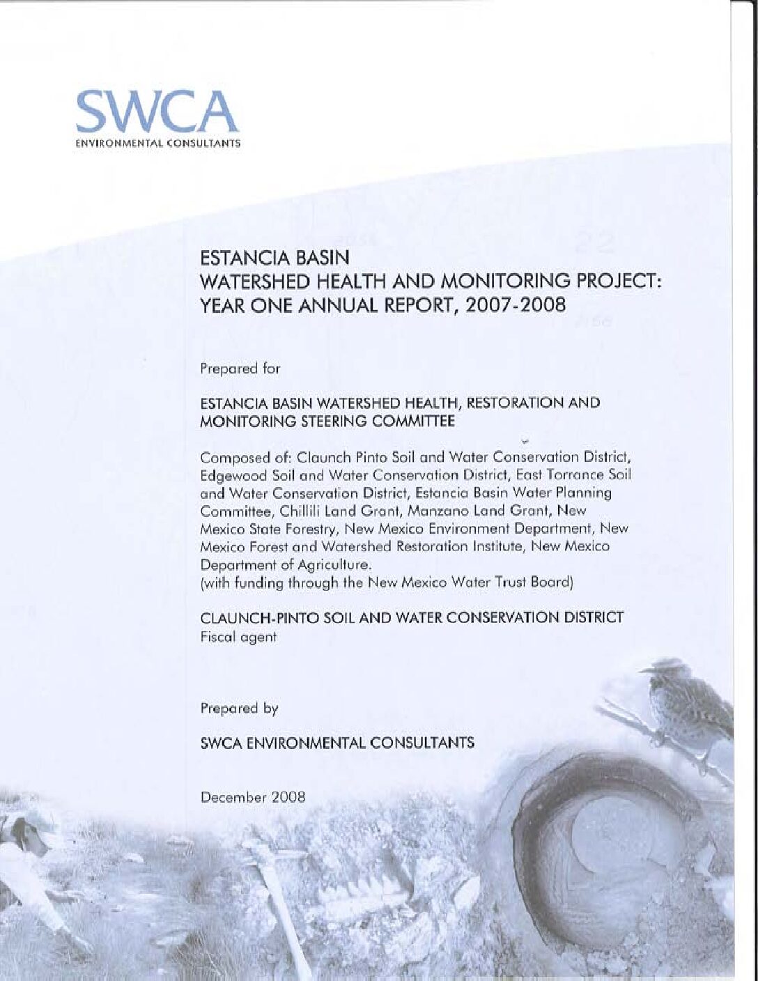 Estancia Basin Watershed Health and Monitoring Report 2007-2008