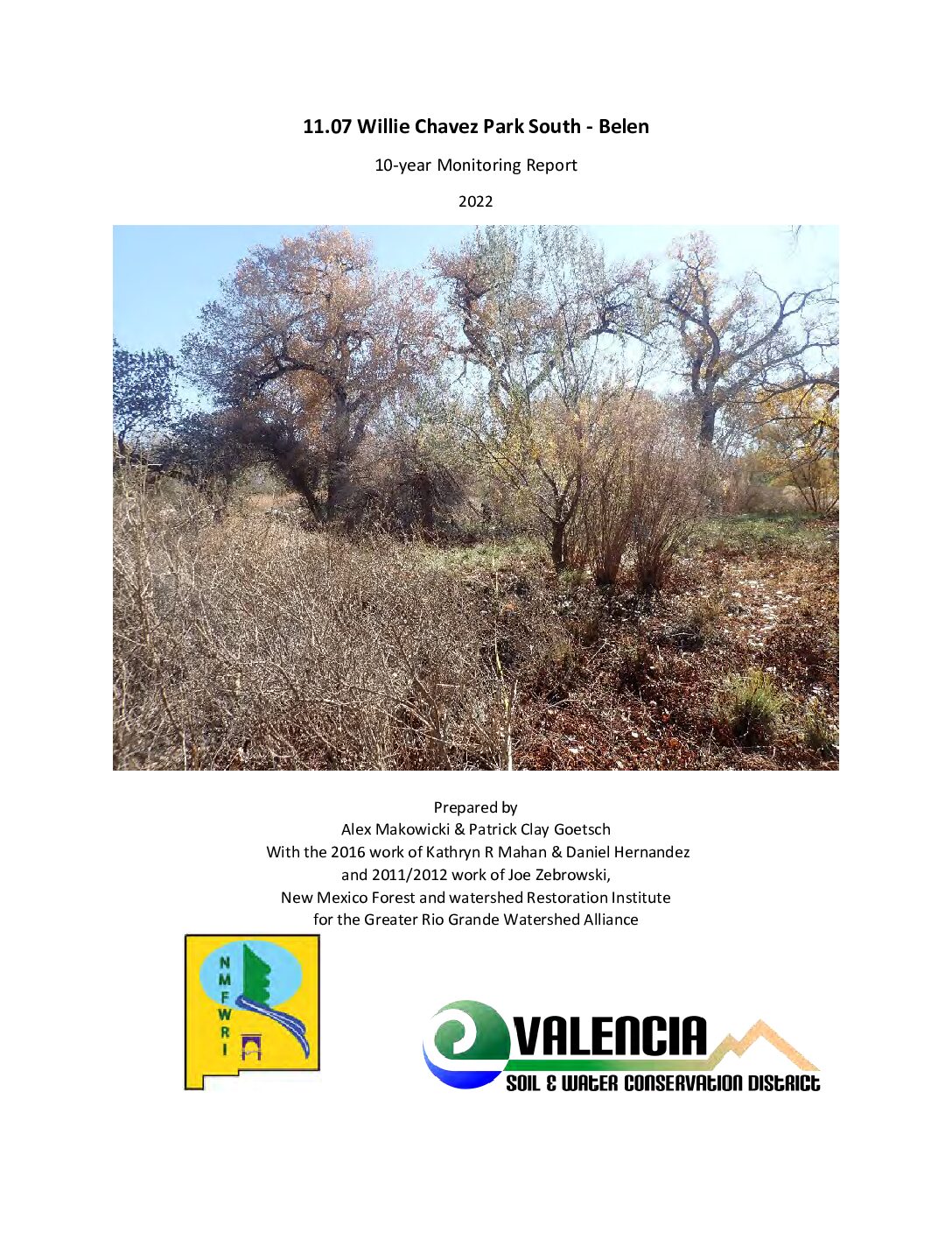 Willie Chavez Park South - Belen 11.07, 10-yr Post-Treatment Report
