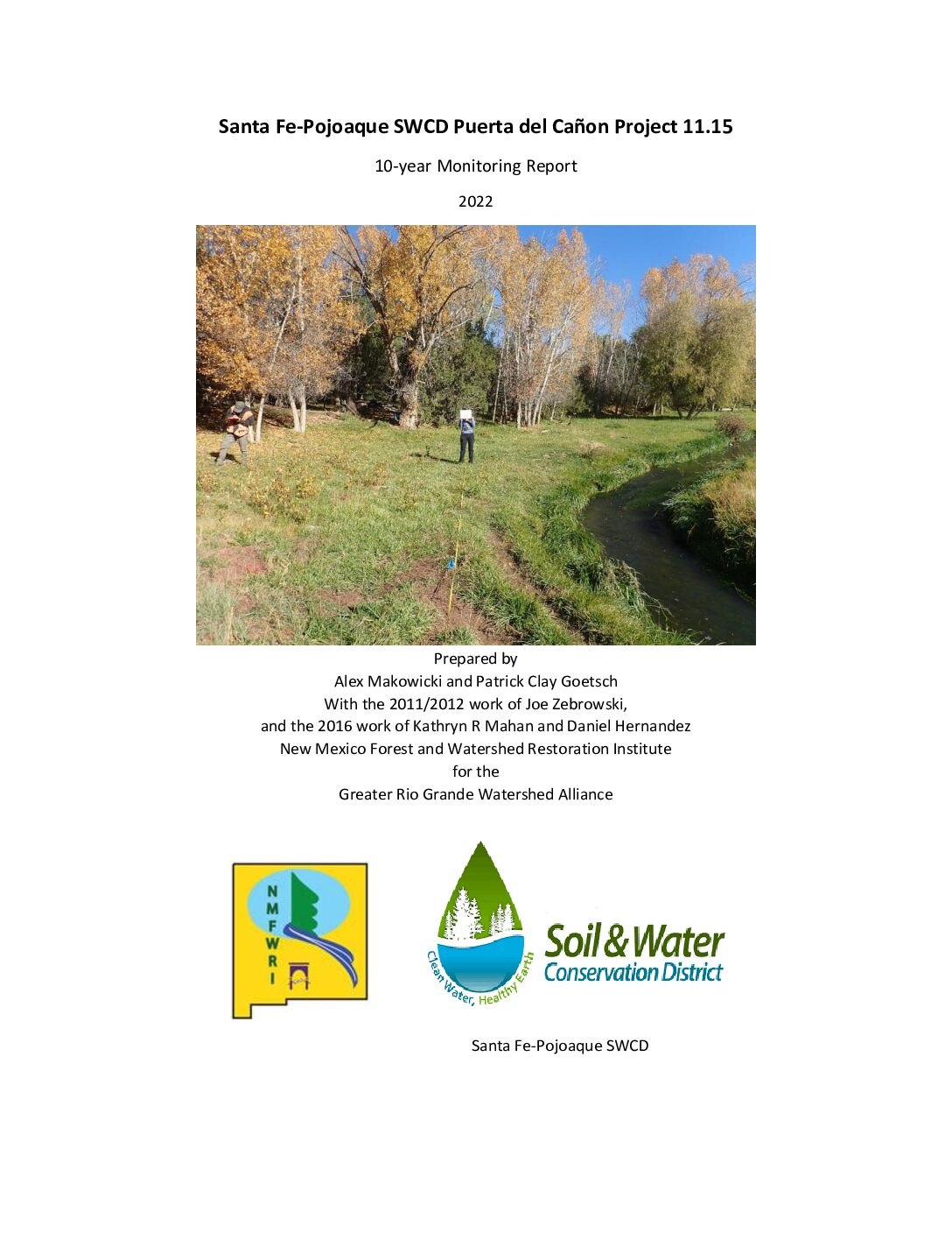 11.15 Puerta del Canon Project , 10-yr Monitoring Report, 2022, GRGWA, Santa Fe-Pojoaque SWCD
