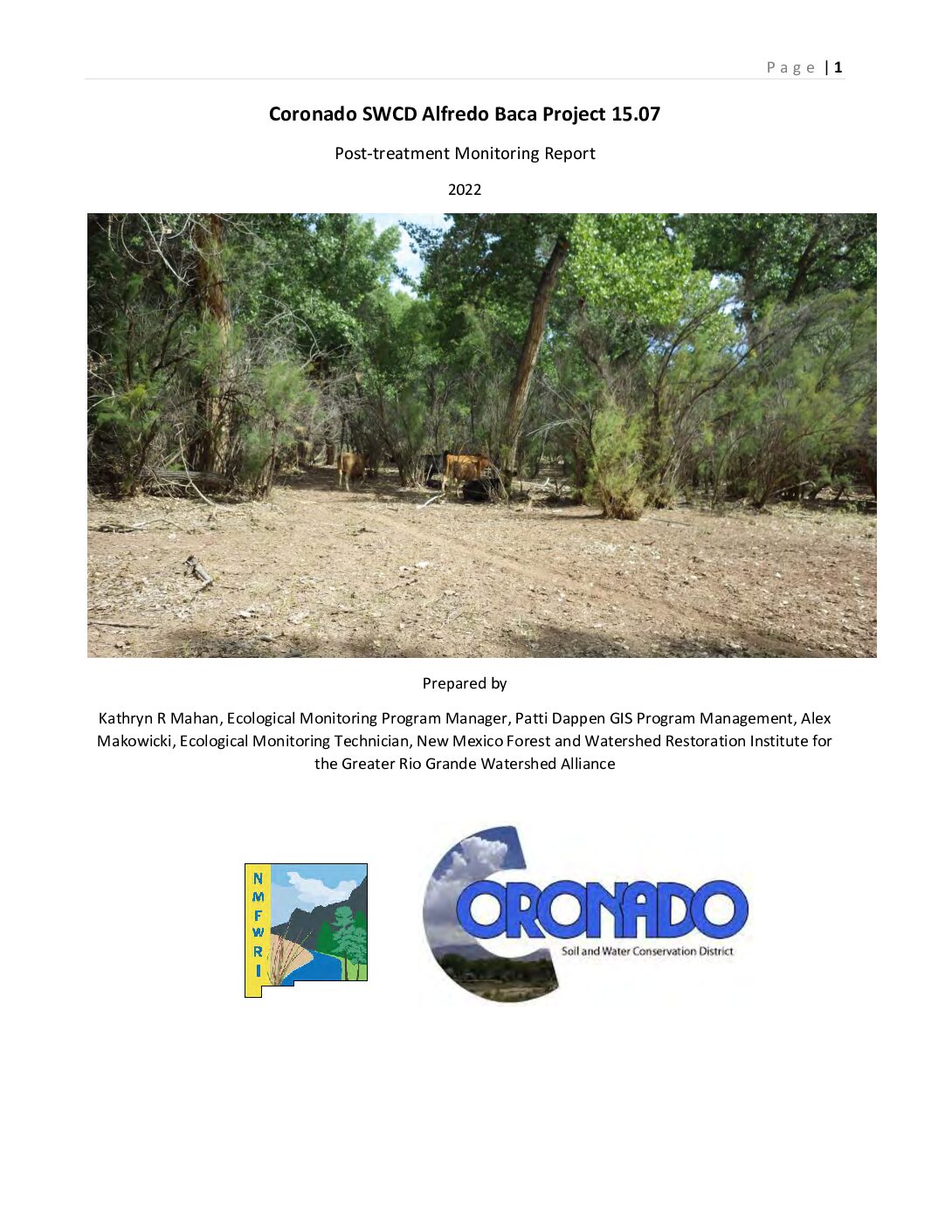 15.07 Alfredo Baca, 5-Yr Post-Treatment Monitoring Report, 2022, GRGWA, Coronado SWCD