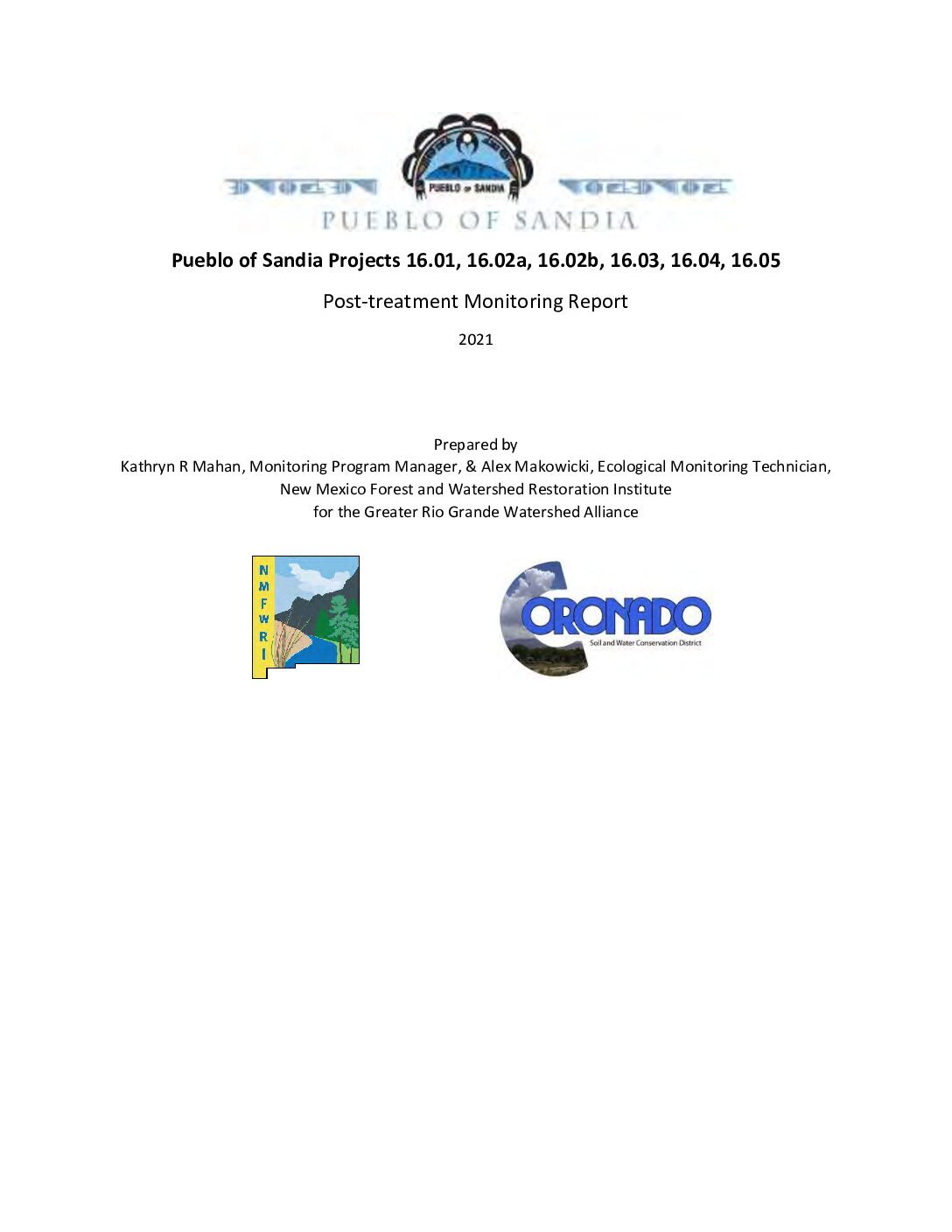 16.01-16.05 Pueblo of Sandia Projects, 5-Yr Post-Treatment Report, 2021, GRGWA, Coronado SWCD