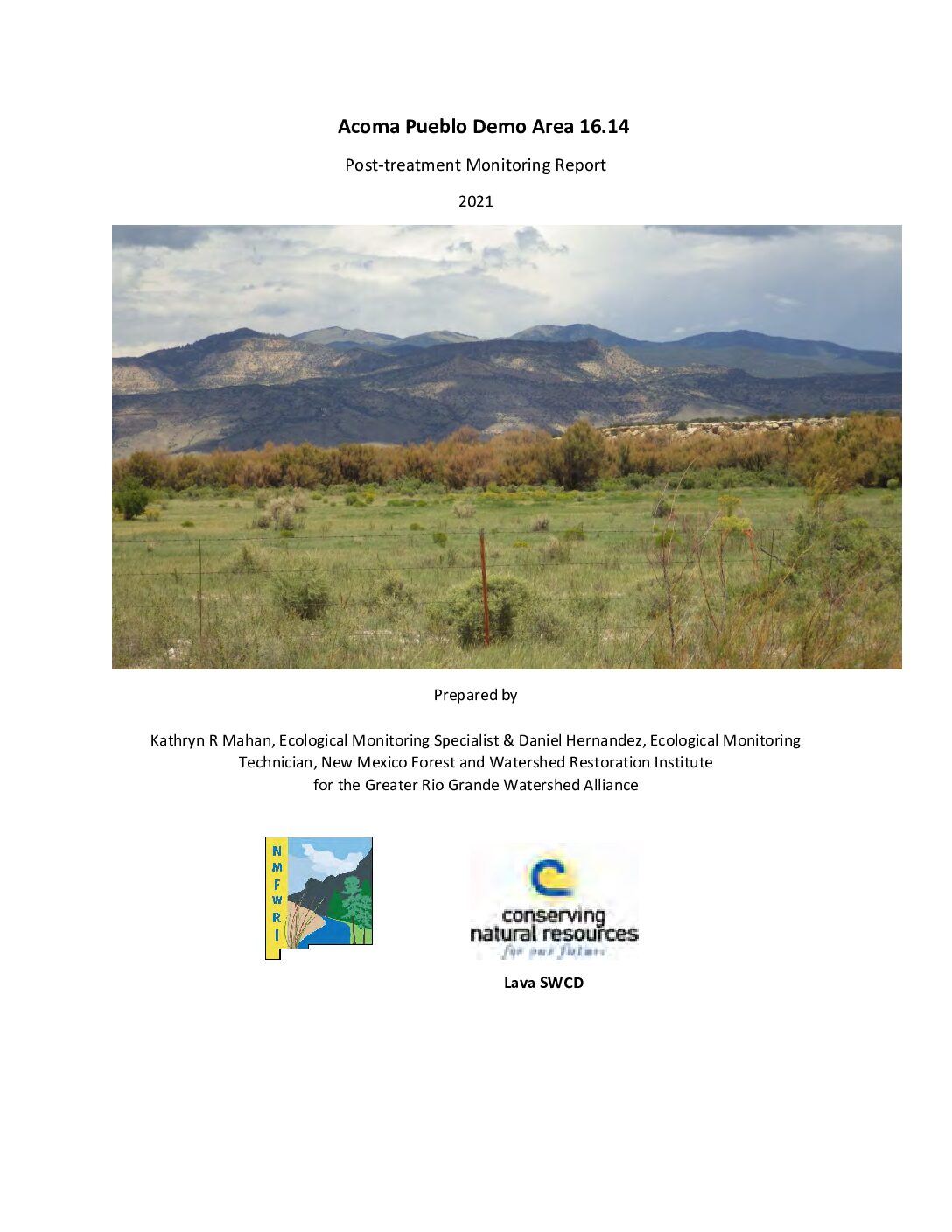 16.14 Pueblo of Acoma, 5-yr Post-Treatment Monitoring Report, 2021, GRGWA, Lava SWCD