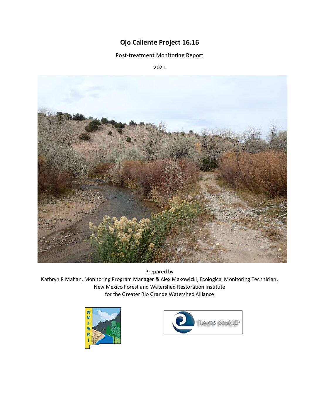 16.16 Ojo Caliente, 5-yr Post-Treatment Monitoring Report, 2021, GRGWA, Taos SWCD