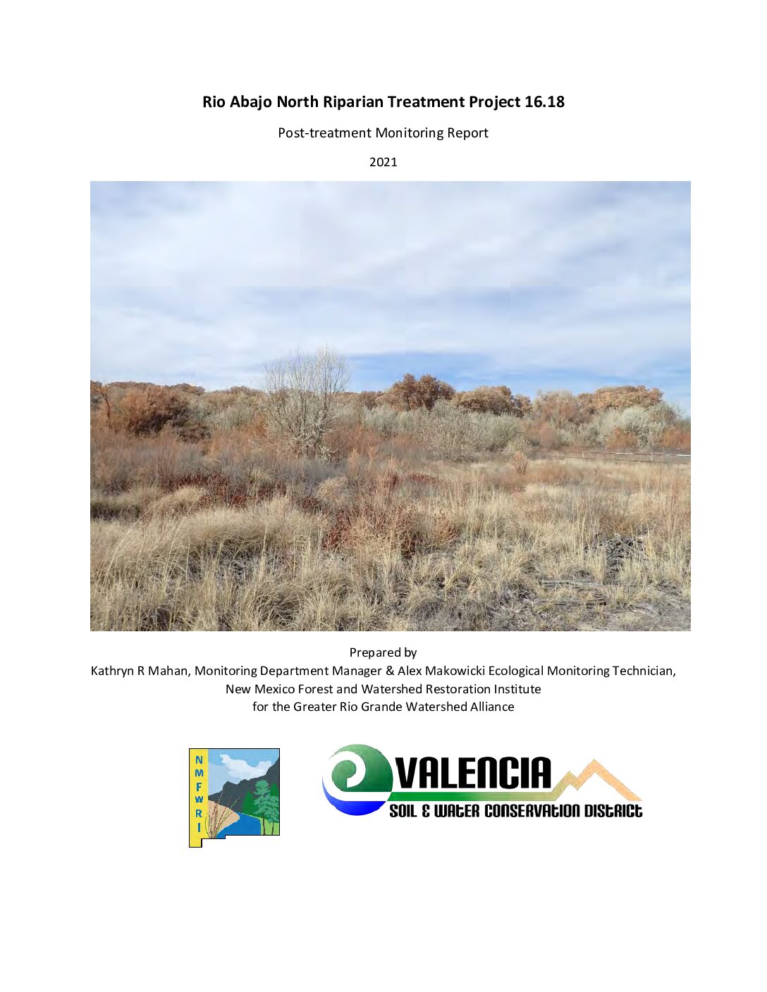 16.18 Rio Abajo North, 5-yr Post-Treatment Monitoring Report, 2021, GRGWA, Valencia SWCD