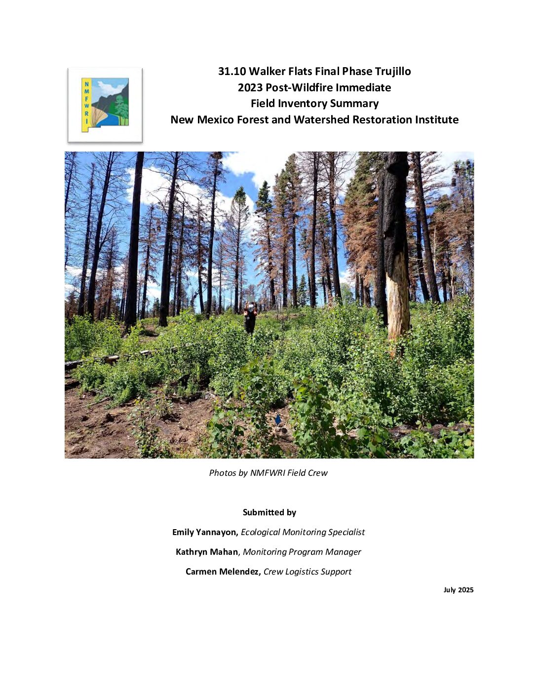 31.10 FinalPhase Trujillo, Walker Flats CFRP, Post-WildFire Immediate, USFS, 2023, UPL_PFIRE_07.31.25