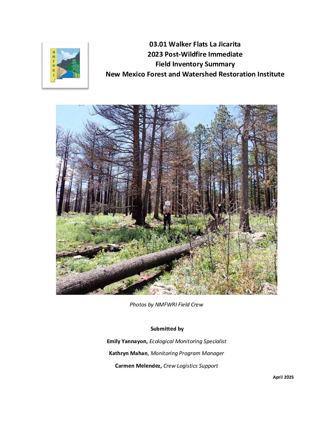 03.01 LaJicarita WalkerFlats, CFRP PostFire Immediate, USFS, 2023, UPL PFIRE