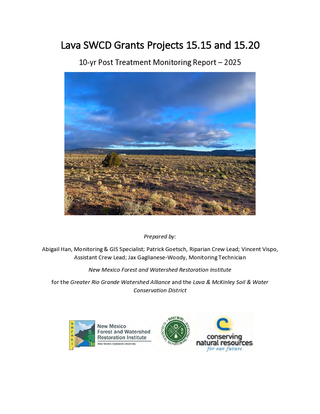 15.15 and 15.20 Grants, 10-yr Post-Treatment, 2025, GRGWA, Lava SWCD