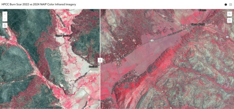 Map layer compares HPCC burn severity over two years